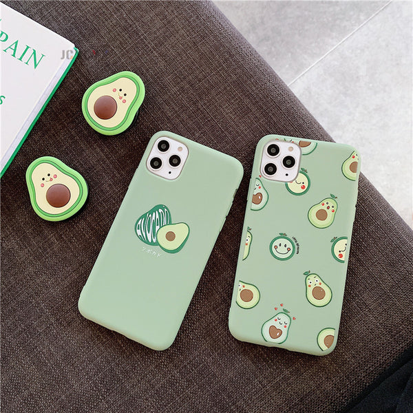 Kawaii Avocado Cases + Pop Socket
