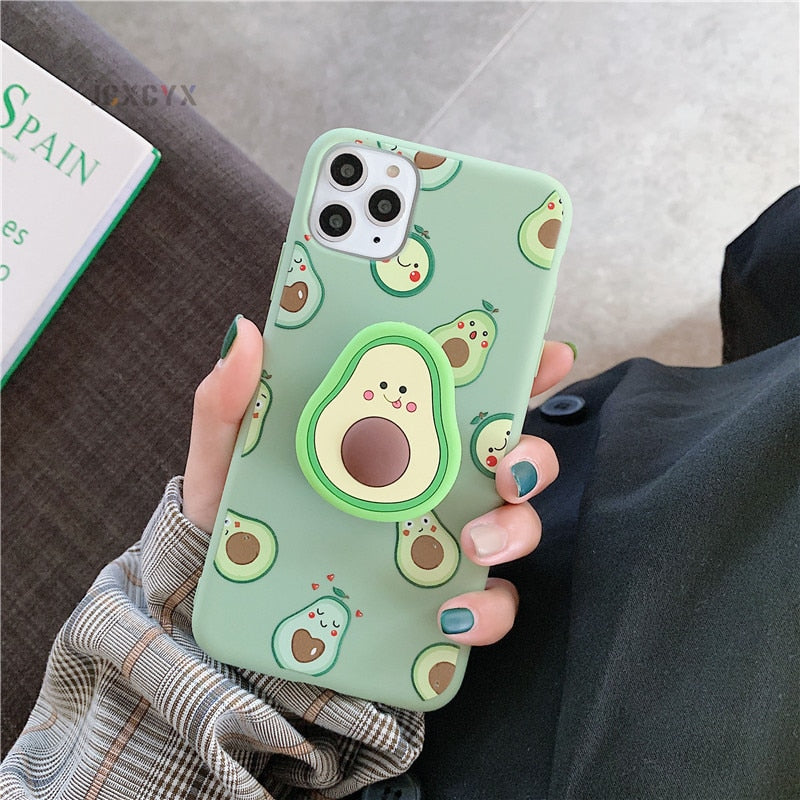 Kawaii Avocado Cases + Pop Socket