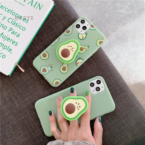 Kawaii Avocado Cases + Pop Socket